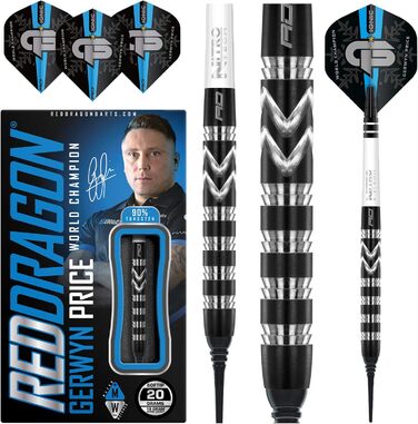 Дротики Red Dragon Gerwyn Price Iceman Special Edition з вольфраму, комплект із крилами та стержнями, чемпіонська серія