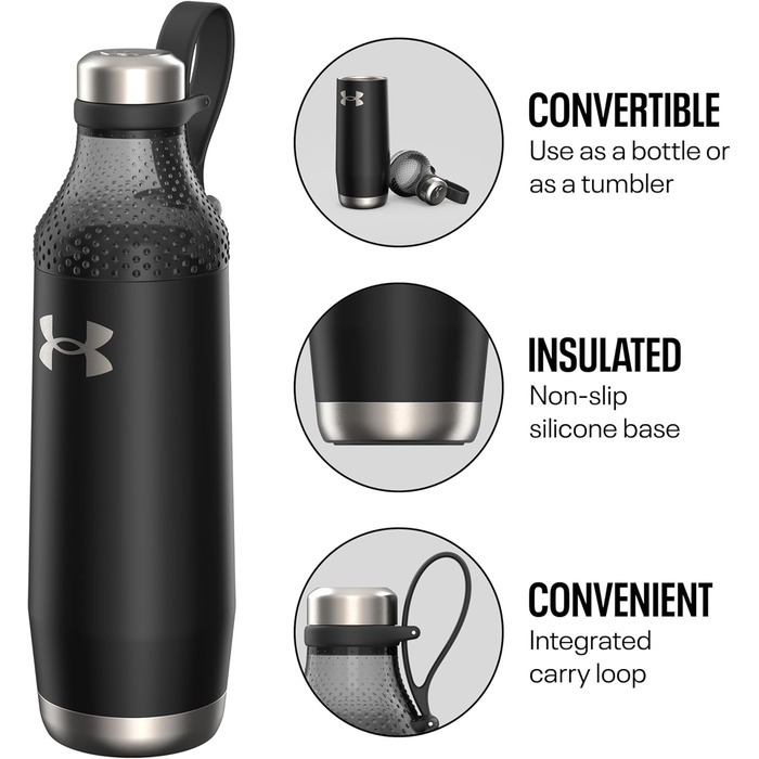 Пляшка для води Under Armour Infinity 650 мл, сатинова чорна, спортивна, 22oz