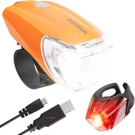 LED велосипедне світло USB, 100м, 180 Лм, 50 Люкс, StVZO, для дитячих велосипедів, комплект, помаранчевий