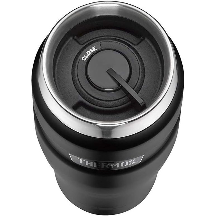 Термокружка Thermos STAINLESS KING, нержавіюча сталь, чорна матова, 0,47 л, для кави та чаю, герметична, з гачком для пакетика, BPA-free, зберігає тепло 7 годин, холод 18 годин, можна мити в посудомийці