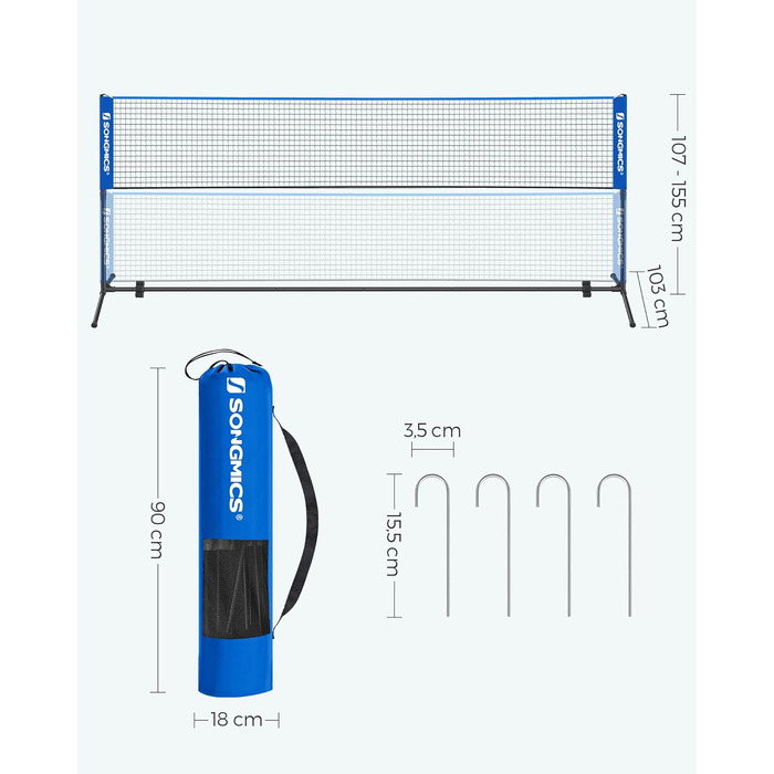 Сітка для бадмінтону SONGMICS 5 м синя