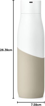 Пляшка для води LARQ Bottle Movement PureVis 710 мл — легка, самочистна, неізольована, з нержавіючої сталі, з UV-очищенням, багаторазова, для подорожей, біла/пісочна