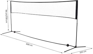 Набір сіток для бадмінтону HOMCOM регульований по висоті, складна тенісна сітка з ракеткою для бадмінтону 94/158H см, волейбольна сітка, сітка для волану з транспортною сумкою металева поліестер чорна