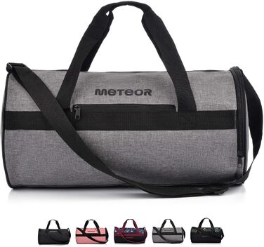 Сумка спортивна Meteor 25L - унісекс, 48x25x25 см, сіра/чорна