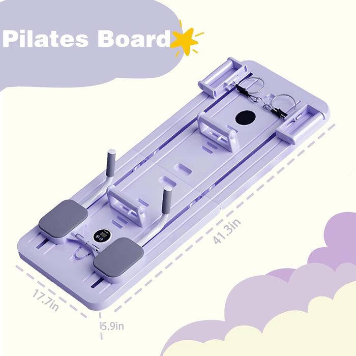 Складна дошка для пілатесу, портативний набір реформаторів для пілатесу, дошка для вправ Smart Timer Down з опорою для ліктів і стрічками опору, дошка для реформування пілатесу, роликове колесо, тренажер для черевної дошки фіолетовий