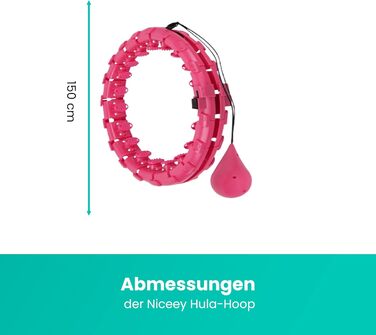 З обтяжливим м'ячем Фітнес-кільце з 4 знімними ланками, 50 см, регульований розумний хула-хуп до 50 см, спортивна шина для схуднення, для схуднення, рожева