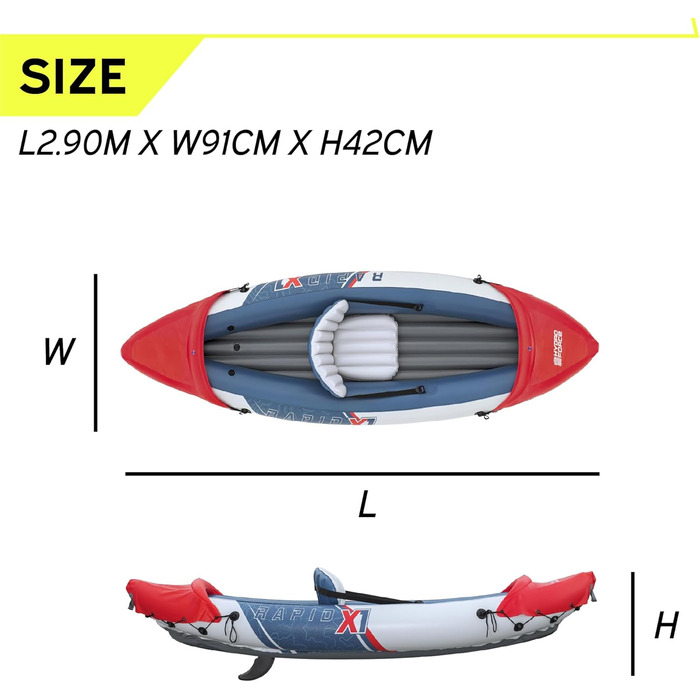 Байдарка Bestway Hydro Force Rapid X1, 1 людина, Inflata-Shield, GS-cert.