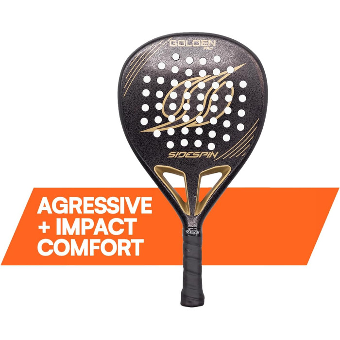 Ракетка SideSpin Padel Golden Pro 12K Carbon, PowerControl, Унісекс