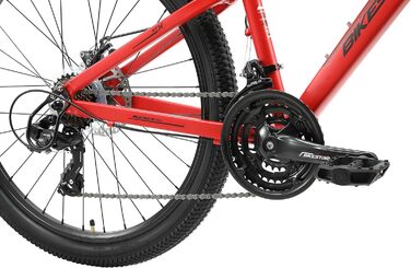 Алюмінієвий гірський велосипед BIKESTAR Hardtail Shimano 21 швидкісна передача, дискове гальмо 26 дюймові шини 13-дюймова 16-дюймова рама Alu MTB СПРОБУЙТЕ БЕЗ РИЗИКУ 16-дюймовий кадр (13-дюймовий кадр, червоний)