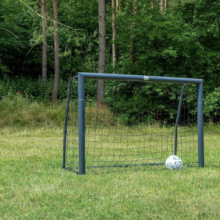 Футбольні ворота AXI Cristiano 180x120 см, антрацит, металеві, для саду, з сіткою та анкерами, для дітей і дорослих