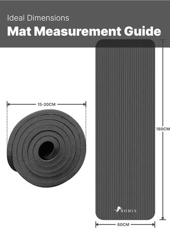 Килимок для йоги ROMIX товстіший 15 мм, килимок для йоги нековзна екологічна м'яка поролонова подушечка, стійкий до поту килимок для йоги з ремінцем для жінок, чоловіків, дітей, тренажерний зал, фітнес, килимок для пілатесу (чорний)