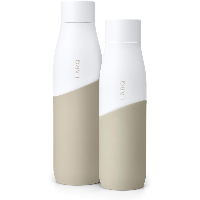 Пляшка для води LARQ Bottle Movement PureVis 710 мл — легка, самочистна, неізольована, з нержавіючої сталі, з UV-очищенням, багаторазова, для подорожей, біла/пісочна