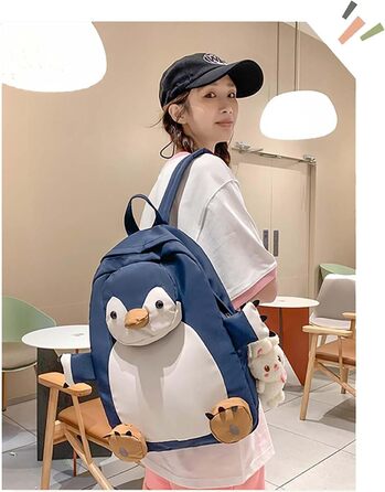 Рюкзак Girl Penguin з підвіскою, синій, One Size