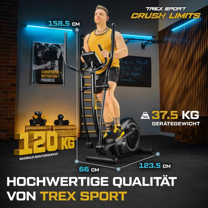 Крос-тренажер TREX SPORT TX-600CT Velox, 16 рівнів, 120 кг