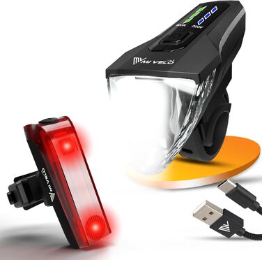 Комплект велосипедних LED фар MIVELO LUMIX PRO: переднє і заднє світло з гальмівним сигналом, USB-зарядка, водонепроникні, StVZO