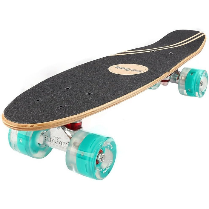 Скейтборд FunTomia Mini-Board Cruiser 57см виготовлений з 7-шарового дерева канадського клена, в т.ч. кулькові підшипники Mach1 ABEC-9 (Orange Skater / з бензиновими світлодіодними колесами)