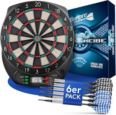 Електронний дартс DartPro - 6 дротиків, 65 ігор, 1-8 гравців, бездротовий