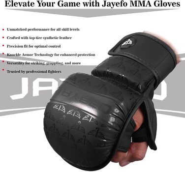 Jayefo MMA рукавички для спарингу та греплінгу з відкритою долонею, підтримка зап'ястя, універсальні для чоловіків і жінок, для MMA, боксу, муай тай, кікбоксингу