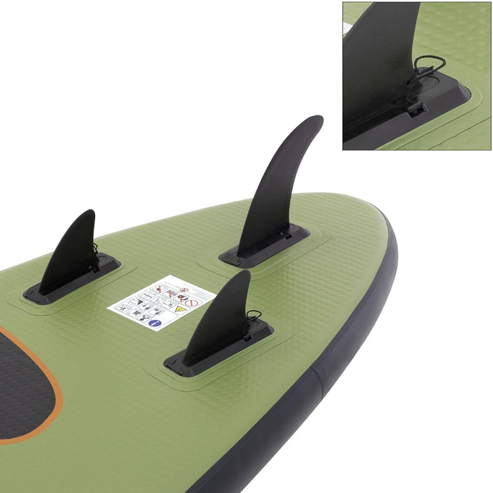Надувна SUP-дошка ECD Germany Maona 308 см, PVC, алюмінієве весло, комплект, бірюзова/чорна/рожева/сіра/оливкова – для серфінгу, веслування, паддлборду