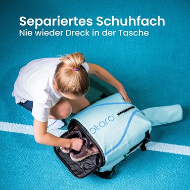 Рюкзак для тенісу Otaro дитячий (19л) з відділенням для взуття та ракетки, підтримка німецького стартапу (світло-блакитний)