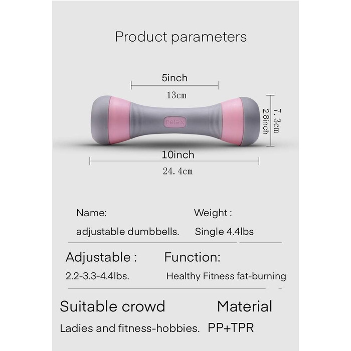 Регульовані гантелі Set Weight Pair (2 шт. и), тільки для жінок, 5 варіантів ваги від 2,2 до 2,0 кг, нековзна неопренова рука, не ковзає, гантелі для домашніх тренувань, приємний вигляд, гумова рукоятка (рожева, 2 х 2 кг)