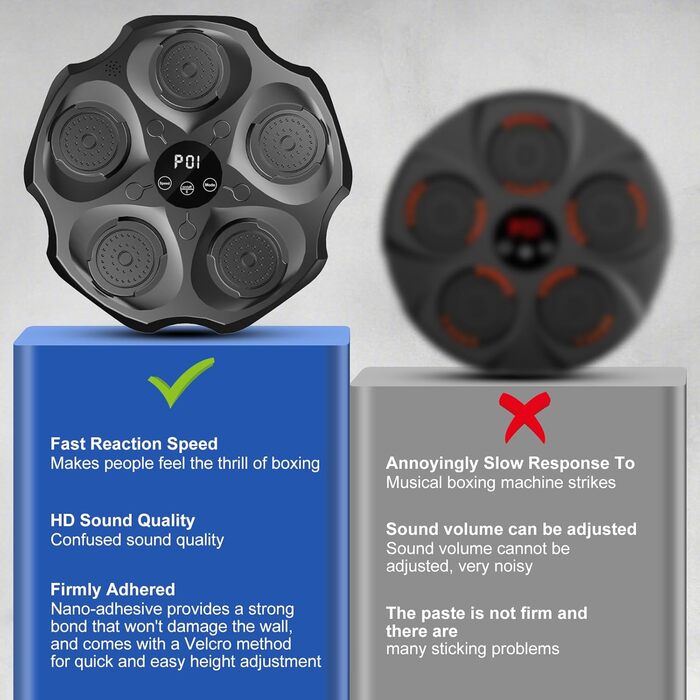 Музична боксерська машина, інтелектуальна електронна боксерська машина, що монтується на стіну зі світлодіодним світлом, електронна боксерська машина з Bluetooth з боксерськими рукавичками в приміщенні, діти/дорослі