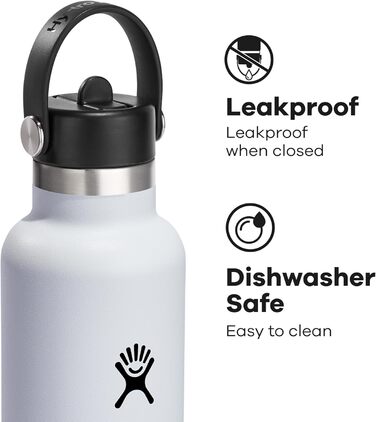 Термобутилка HYDRO FLASK 709 мл з трубочкою, вакуумна, нержавіюча сталь, біла, з кришкою, зберігає тепло і холод, BPA-free