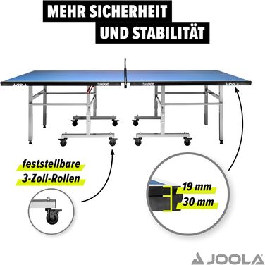 Стіл для тенісу JOOLA ТРАНСПОРТ - внутрішній - складний - швидка збірка