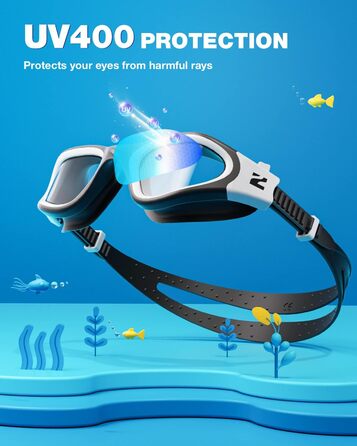 Окуляри для плавання ZIONOR Kids Swim Cap, Окуляри для плавання G1MINI Polarized Anti Fog із захистом від ультрафіолету для дівчаток і хлопчиків (8-14 років) (BlackWhite-Clear-No Polarized, чорна шапочка для плавання)