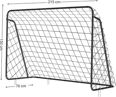 Футбольні ворота для дітей, швидка збірка, для саду, парку, пляжу, залізні труби та сітка з поліетилену 76 x 215 x 150 см Чорний