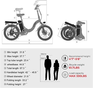 Електровелосипед SAMEBIKE 20', 36V13AH, 7-швидкісний, чорний