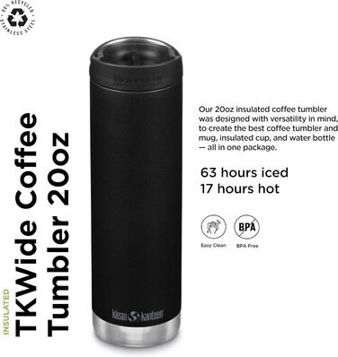 Пляшка для води KleanKanteen Men's TKWide VI, чорна, один розмір