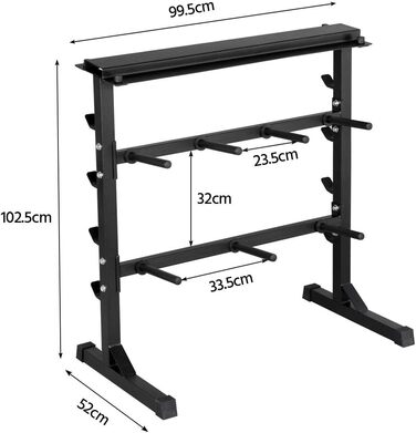 Стійка для гантелей Yaheetech 3 яруси сталь, 300 кг, 99.5x52x102.5 см