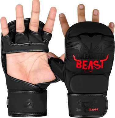 Рукавички BEAST RAGE MMA відкриті регульовані для єдиноборств