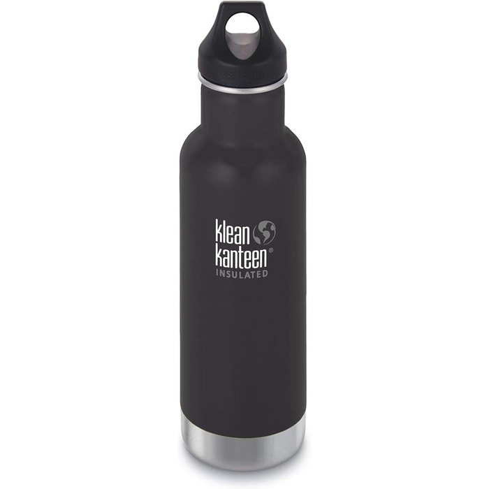 Термос-бутилка Klean Kanteen Classic 592 мл, вакуумна, чорна матова, з кришкою Loop