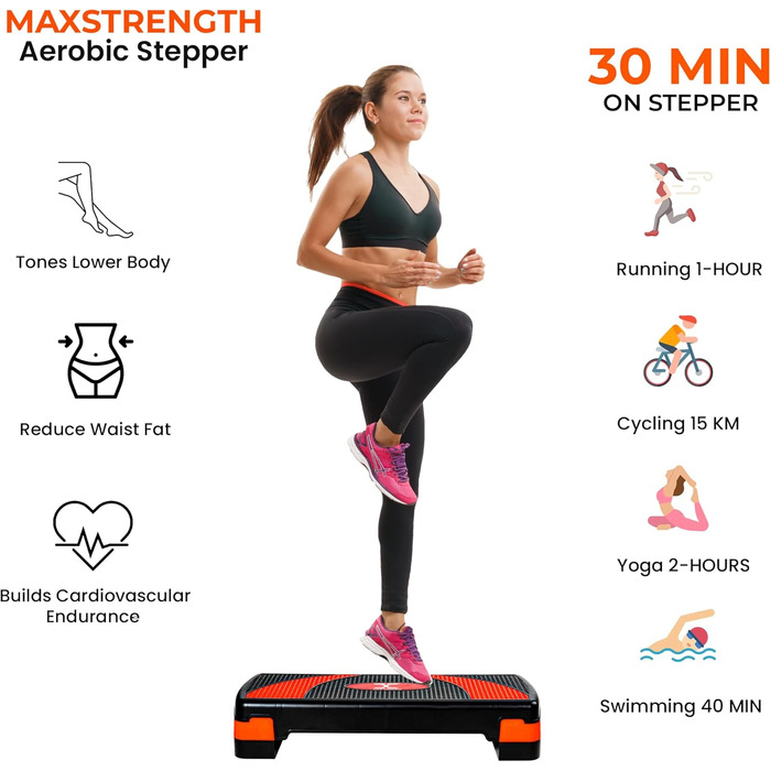 Степпер MAXSTRENGTH, регульований, не ковзає, червоний/чорний