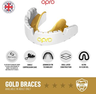 Капа OPRO Gold для брекетів, Доросла, Чорна/Срібляста