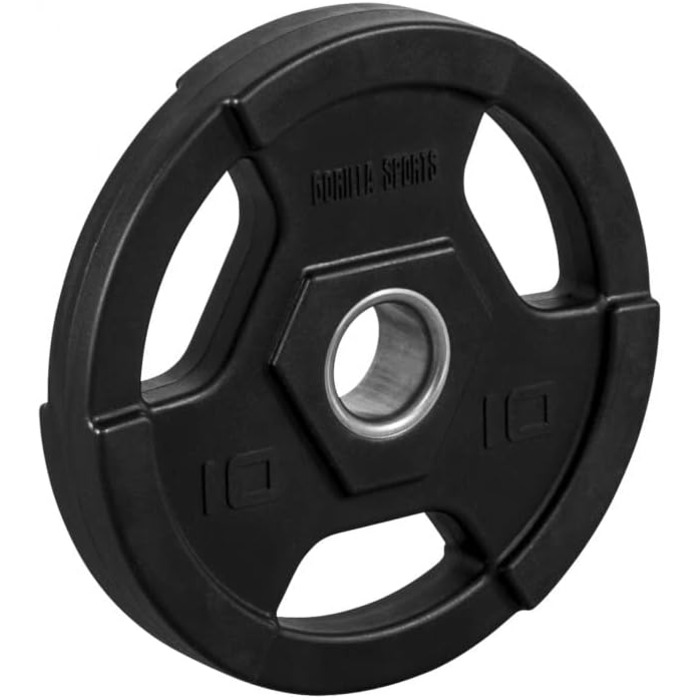 Пластини GORILLA SPORTS Olympia, Tri-Grip, 10кг, 50мм, Пластик, Чорний