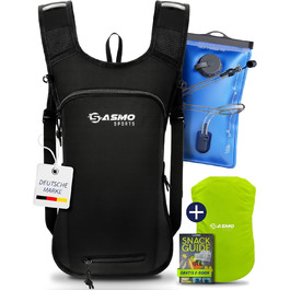 Рюкзак SASMO Hydration Backpack 6 л, 2 л Bladder без BPA, чорний