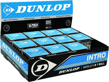 М'яч для сквошу Dunlop Progress, коробка 12 шт., чорний/синій