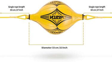 Бокс Подвійний ендбол Рекс Шкіряний боксерський лампочка Набір боксерських ламп Тренування для дорослих Спідбол Бокс Груша Боксерська груша Боксерський м'яч жовтий