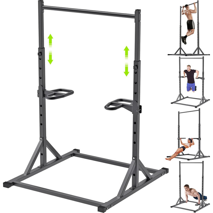 Окремостояча силова вежа SELEWARE Pull-Up Bar - з регульованою силовою стійкою Dip Station на 2 x 2 дюйми та 1 дюйм Домашній тренажерний зал місткістю 226,8 кг (чорний, зі станцією занурення)