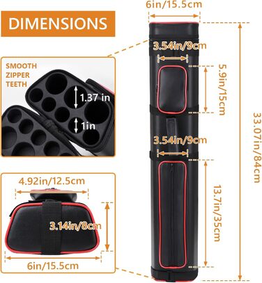 Сумка для більярдних київ Oztwel 3x5 — для 3 турняків і 5 шафтів, жорсткий чохол для пулу