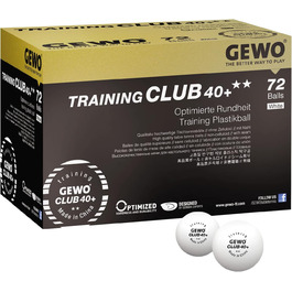 М'ячі для настільного тенісу GEWO Training Club - 2 зірки М'яч для настільного тенісу 40 виготовлений з ABS пластику зі швом - Високоякісні тренувальні м'ячі з точною поведінкою в польоті - Діаметр 40 мм, 72 шт. и, білий