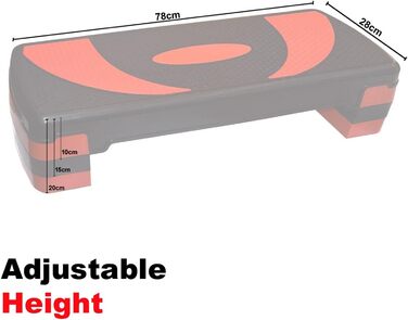 Степпер MAXSTRENGTH, 3 висоти, кардіо/йога/фітнес, червоний/чорний