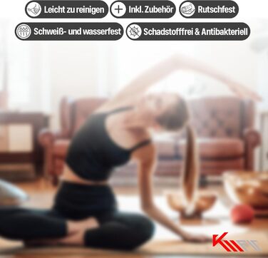 Килимок для йоги KM-Fit TPE Нековзний з аксесуарами та ременем