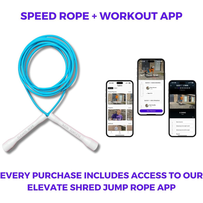 Скакалка Elevate Speed Rope MAX професійна, міцний ПВХ з нейлоновим осердям, 5 мм, довжина до 3 м, надміцні ручки