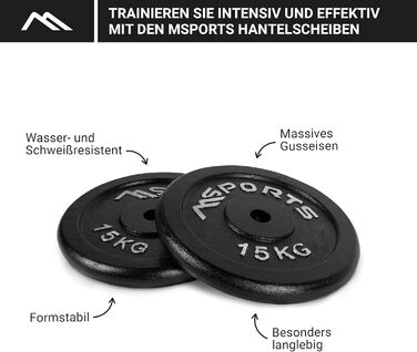 Гантелі MSPORTS Weight Plates Professional 100 чавун 5-30 кг (2 x 15 кг - чорна)