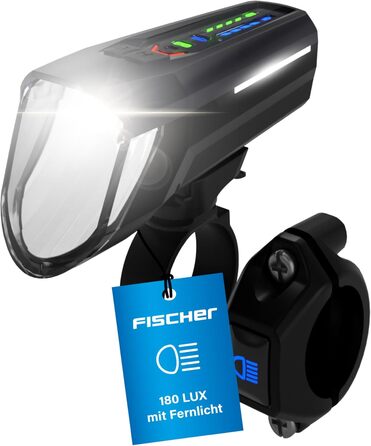 FISCHER велосипедна LED-фара 100 Люкс, з дальнім світлом, сенсорним режимом, водозахищена, легке кріплення, чорна