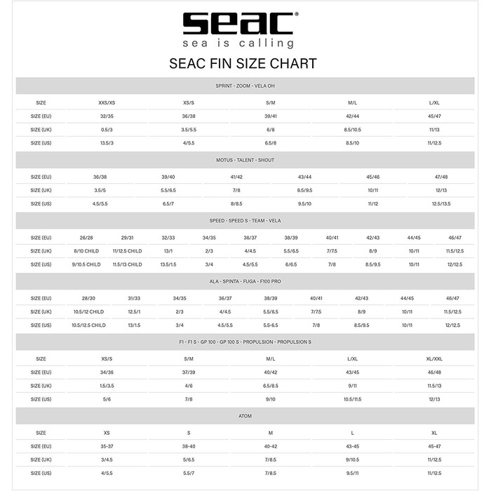 Ласти SEAC FUGA зелені, розмір 44/45, для дорослих, Італія